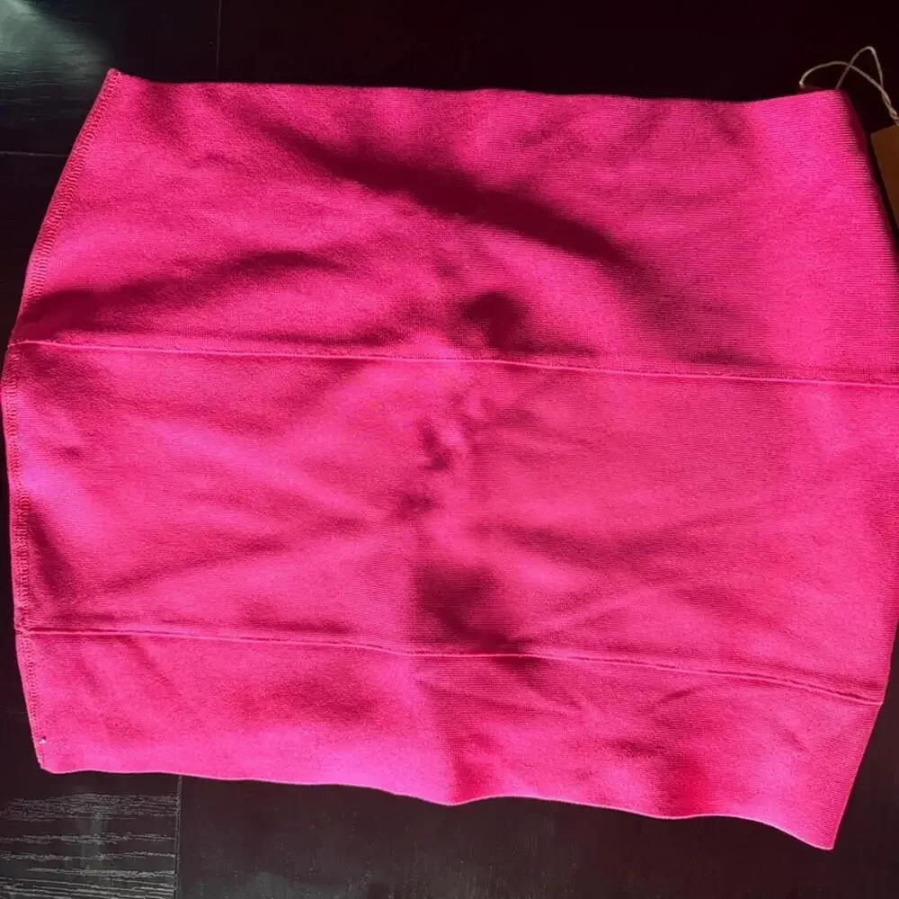 SKIMS Knit Swim Mini Skirt Magenta Size L NWT High Waisted Beach Coverup